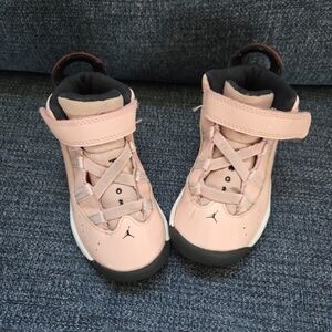 Jordan Two3 Patent Leather Pink with black accents, size 9C